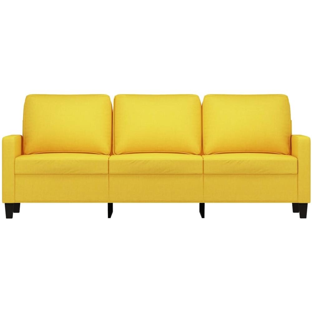 Divano A 3 Posti Giallo Chiaro 180 Cm In Tessuto - Foto 3