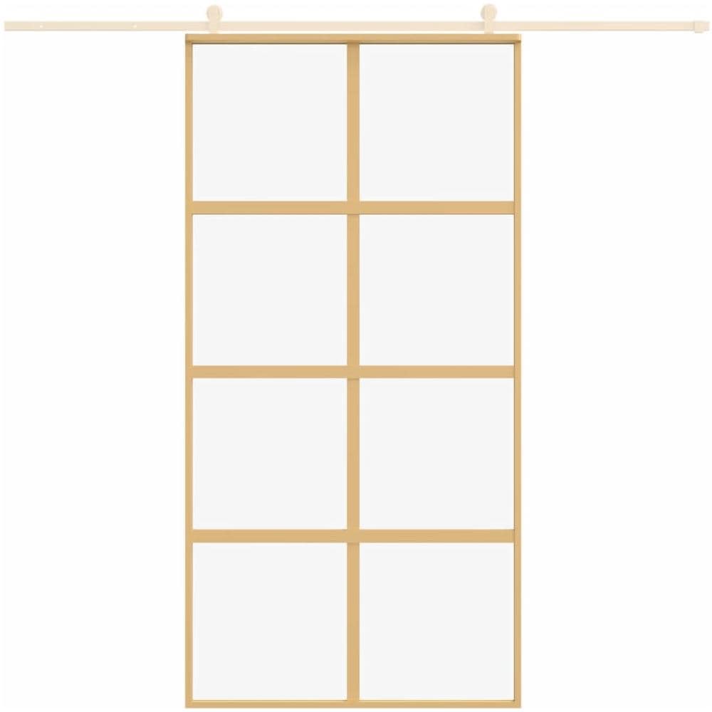 Porta Scorrevole Oro 102,5x205 Vetro Trasparente Esg Alluminio - Foto 3