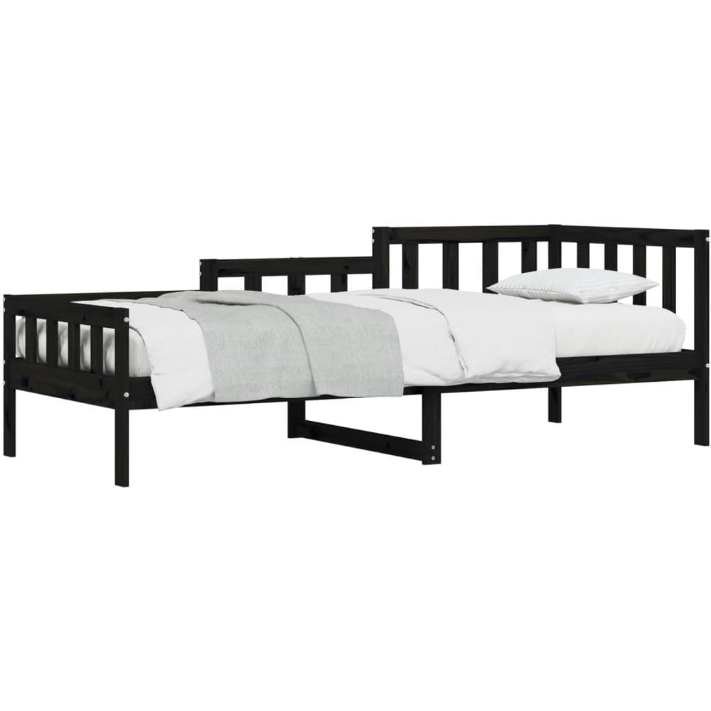 Dormeuse Nera 90x190 Cm In Legno Massello Di Pino - Foto 3