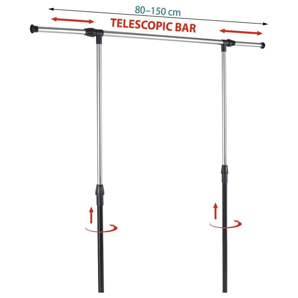 Stand Appendiabiti Allungabile Singolo Asta Estensibile Con Ruote 89x41x93/145 - Foto 2