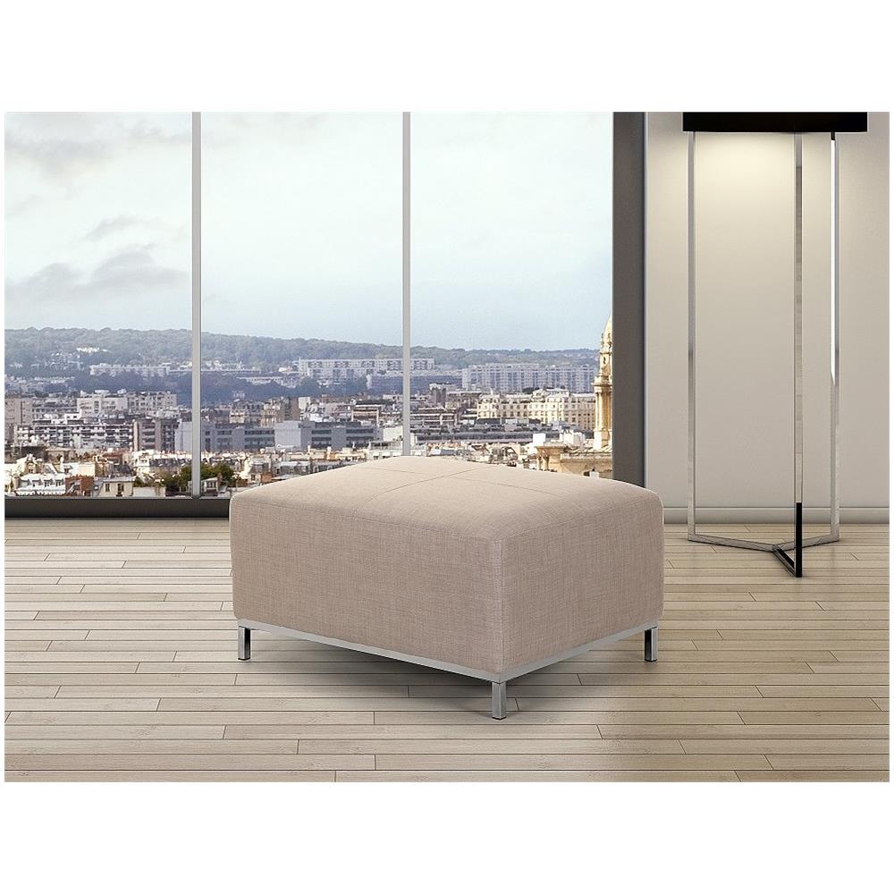 Pouf Poggiapiedi Ottomano In Tessuto Beige Oslo - Foto 1