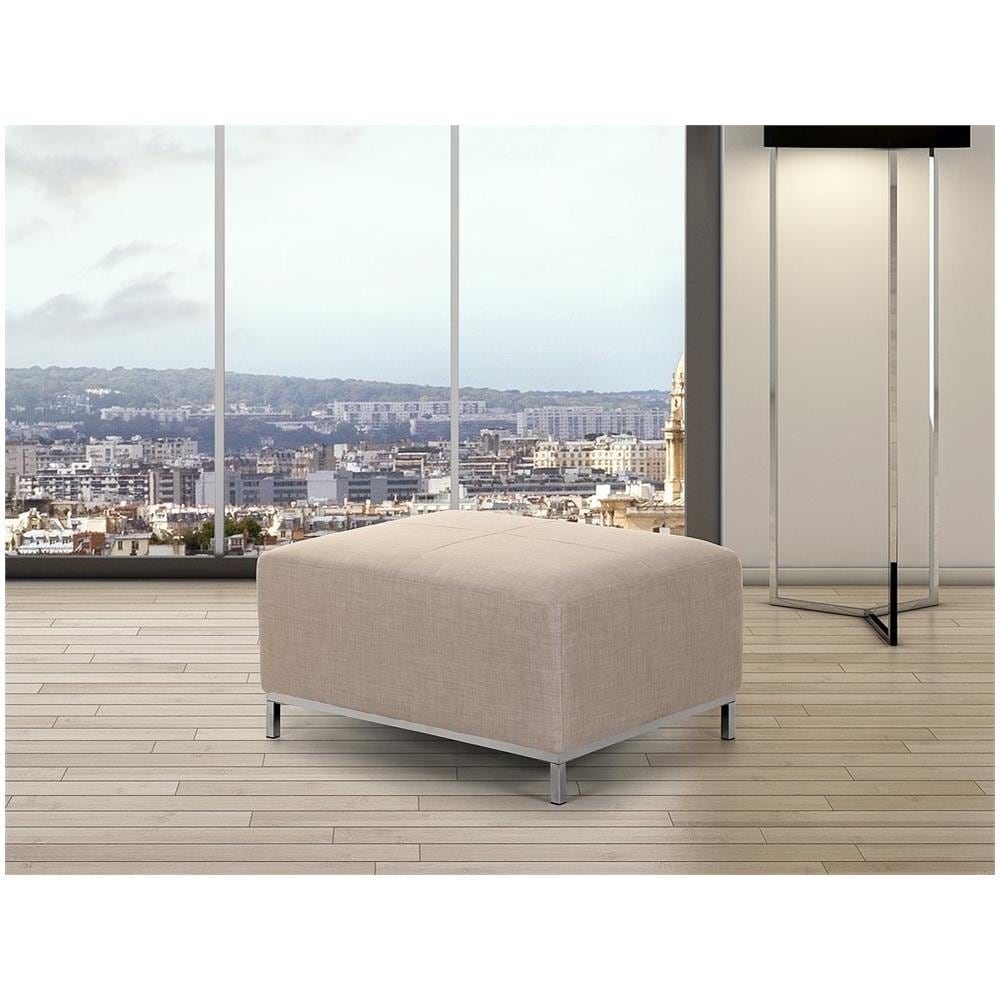 Pouf Poggiapiedi Ottomano In Tessuto Beige Oslo - Foto 2