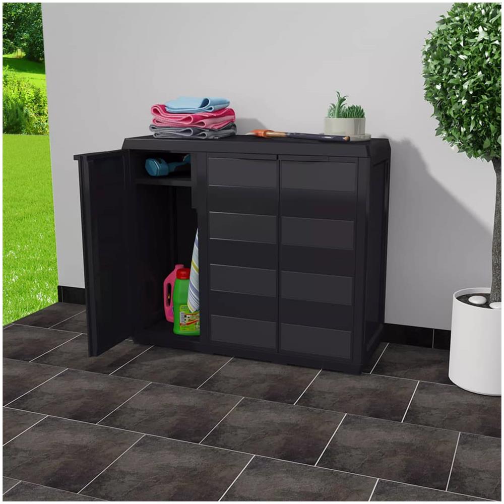 Armadietto Da Giardino A 2 Ripiani Nero - Foto 2