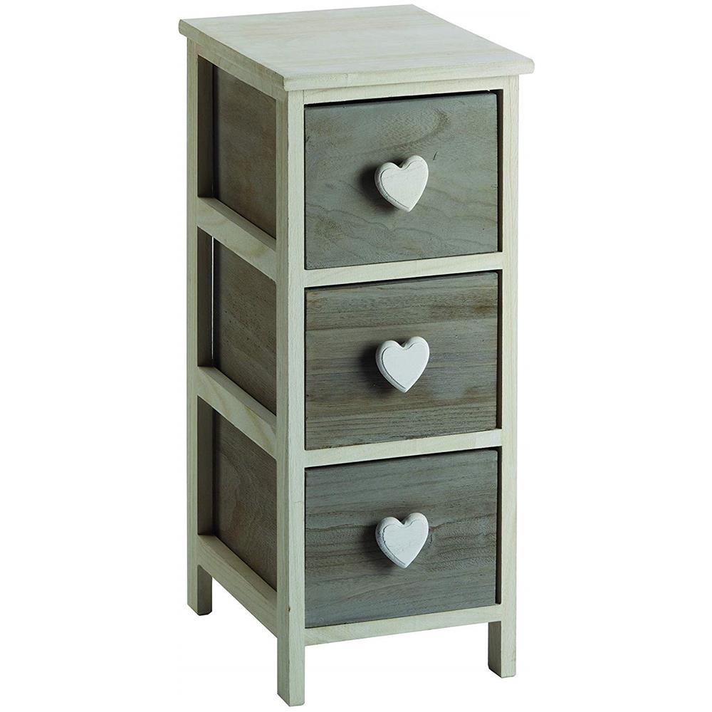 Vetrina in legno bianco con anta 1 cassetto e pomelli a forma di cuore