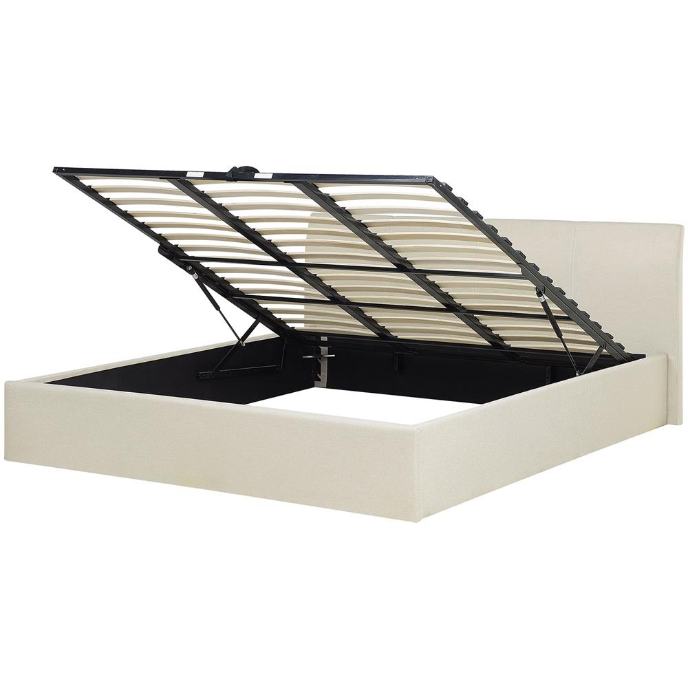 Letto In Tessuto Beige Con Contenitore 160x200cm Orbey - Foto 1