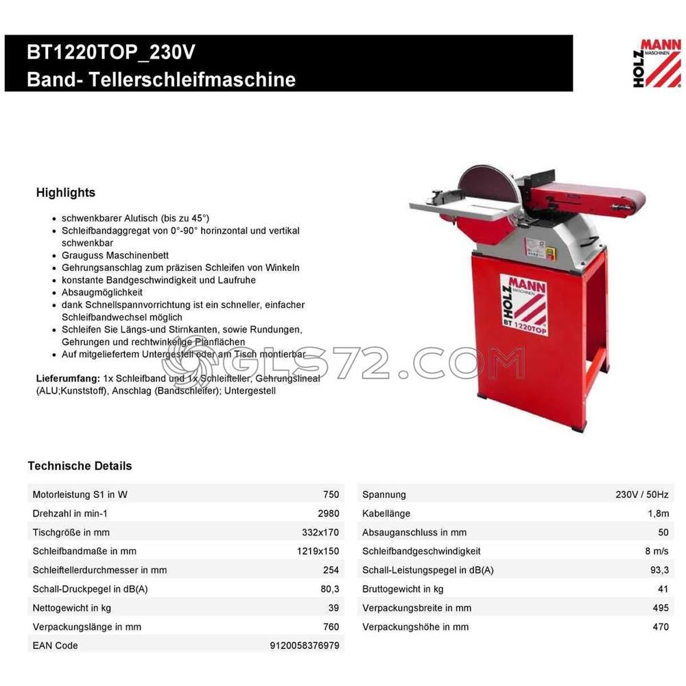 Levigatrice A Nastro E Disco Inclinabile Con Banco Holzmann Bt1220top 230v - Foto 6