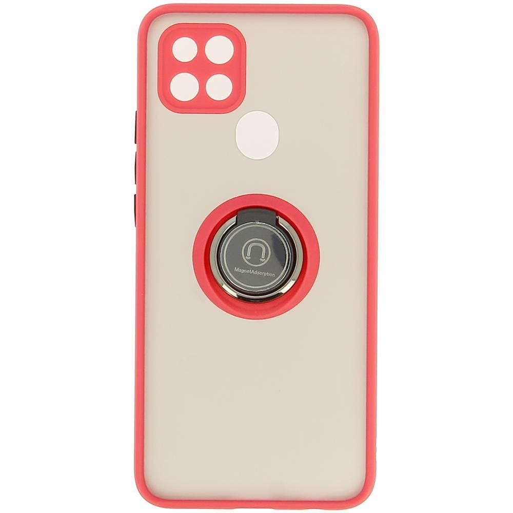 Cover Oppo A15 Bimateriale Anello In Metallo Funzione Supporto Rosso - Foto 2