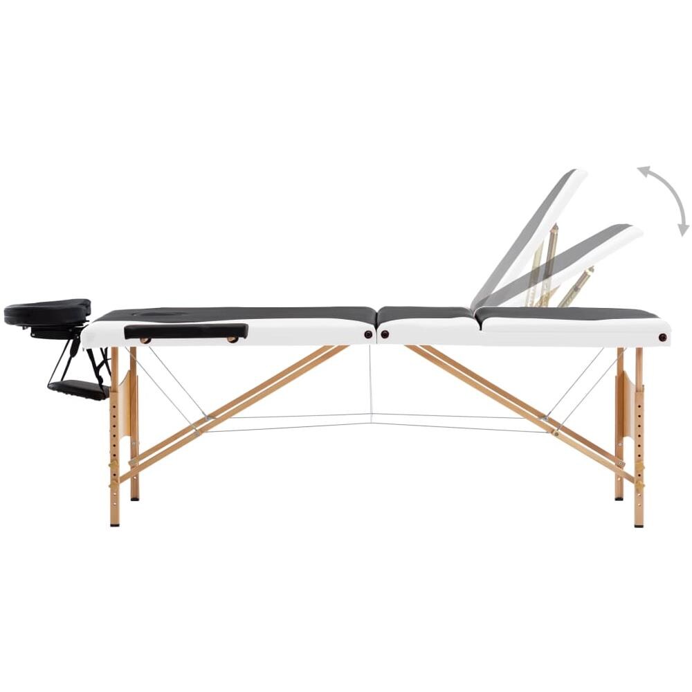 Lettino da Massaggio Pieghevole a 3 Sezioni Legno Nero e Bianco - Foto 3