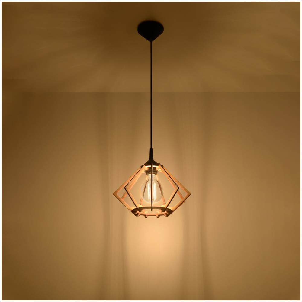 Lampada A Sospensione In Filo Di Legno Naturale E27 - Foto 10