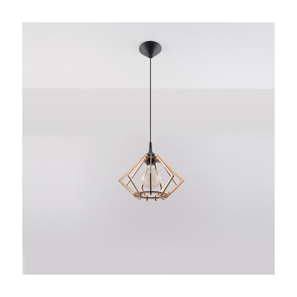 Lampada A Sospensione In Filo Di Legno Naturale E27 - Foto 2