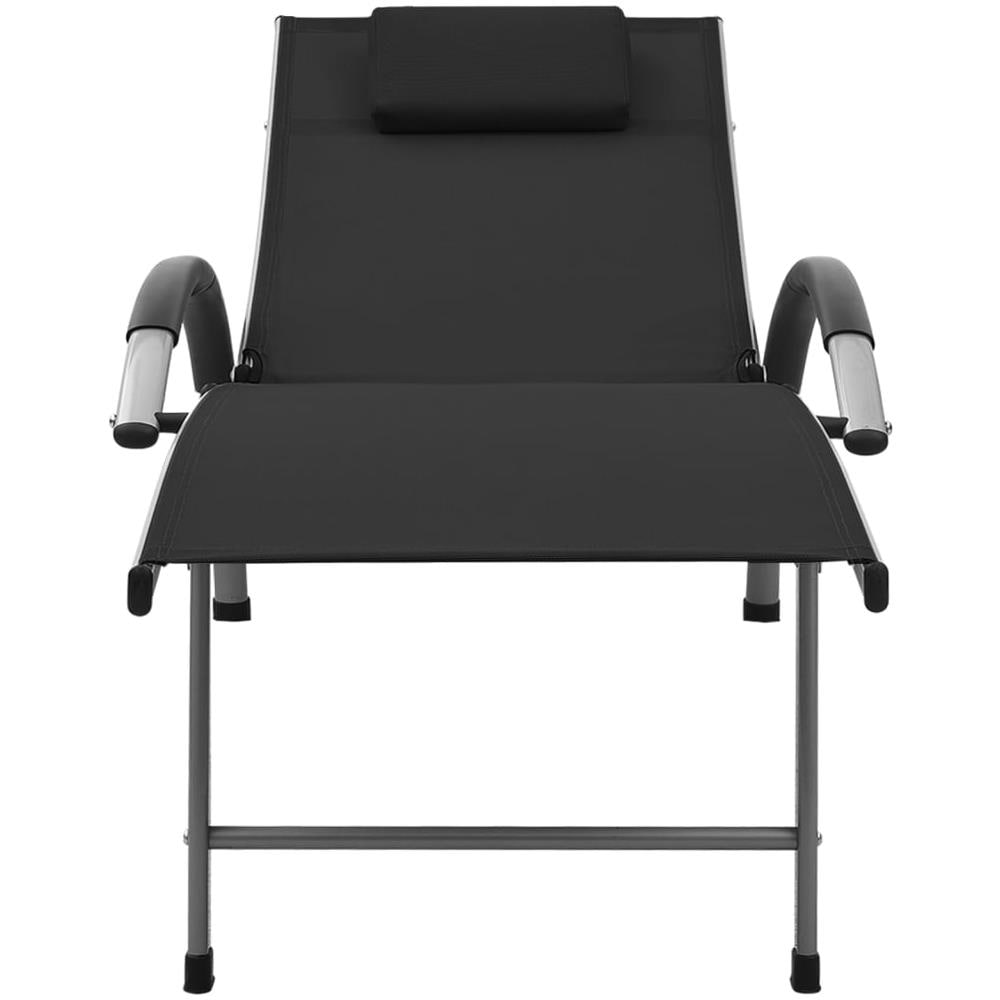 Lettino Prendisole in Textilene e Alluminio Nero - Foto 2