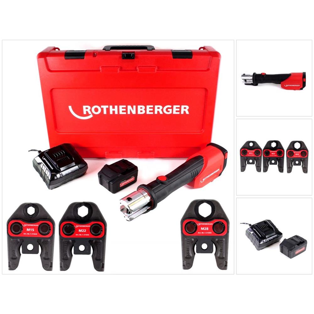 Romax 4000 Basic Set Pressatrice Elettroidraulica A Batteria 18v / 34kn In Valigetta + 1x Batteria Da 4,0 Ah + Caricabatterie + 3x Ganasce Di Pressatura M 15-22-28 (1000001927) - Foto 1