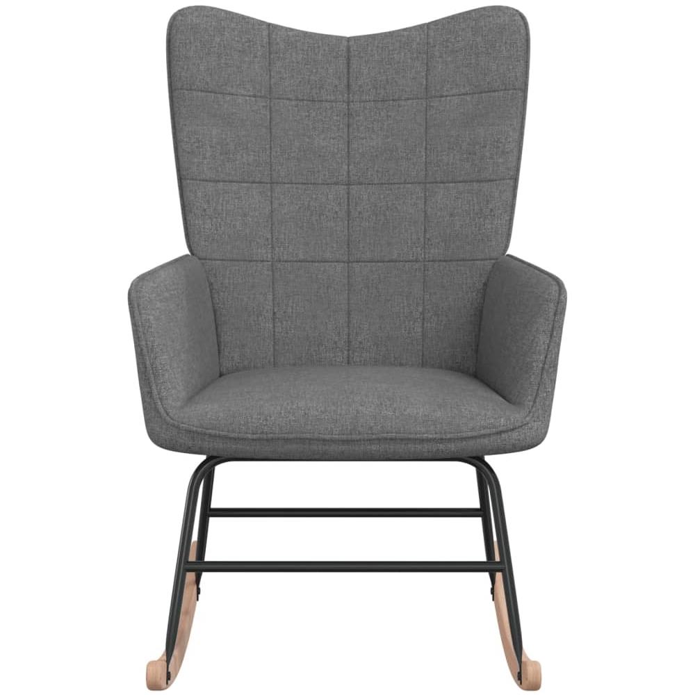 Sedia a Dondolo Grigio Scuro in Tessuto - Foto 3