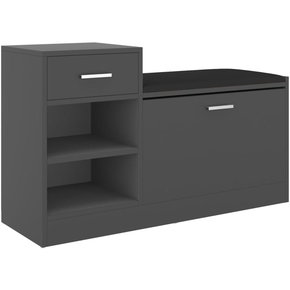 Panca Porta Scarpe Grigia 94,5x31x57 cm in Legno Multistrato - Foto 1