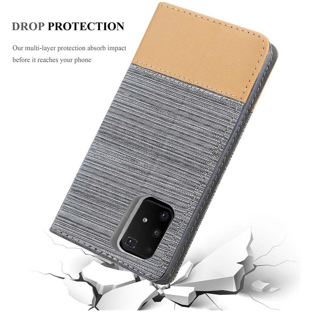 Custodia Compatibile Con Samsung Galaxy A91 In Grigio Chiaro Marrone - Coperchio Protettiva Con Chiusura Magnetica, Funzione Stand E Tasca Per Le Carte - Foto 8