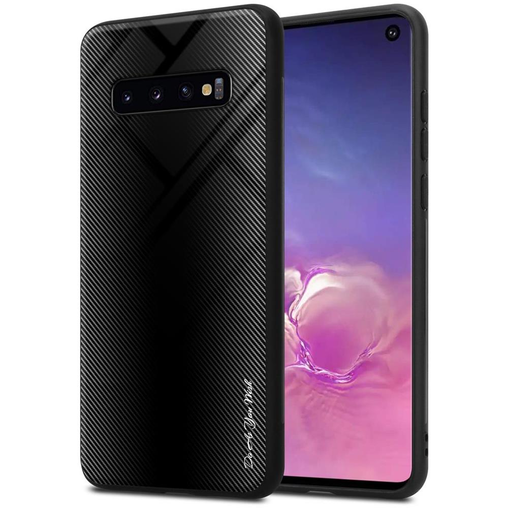 Custodia Compatibile Con Samsung Galaxy S10 4g - Ottica A Strisce In Opale Nero - Coperchio Protettivo In Vetro Temperato E Silicone Tpu - Foto 1