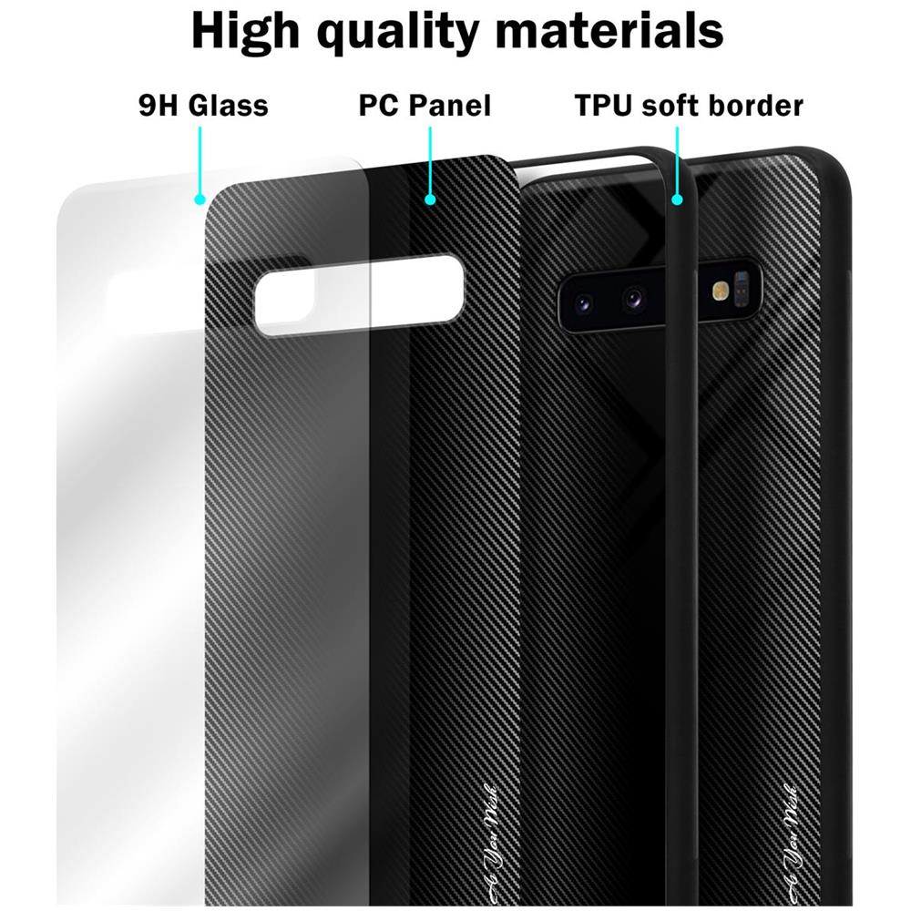 Custodia Compatibile Con Samsung Galaxy S10 4g - Ottica A Strisce In Opale Nero - Coperchio Protettivo In Vetro Temperato E Silicone Tpu - Foto 7