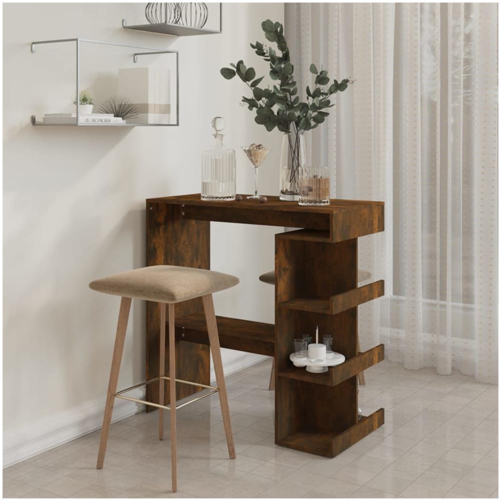 Tavolo Bar con Ripiani Rovere Fumo 100x50x101,5cm in Truciolato - Foto 3