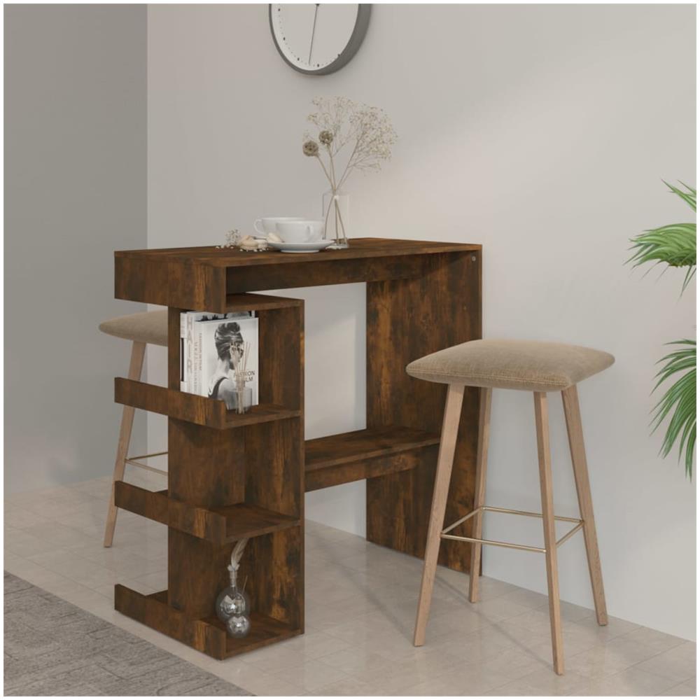 Tavolo Bar con Ripiani Rovere Fumo 100x50x101,5cm in Truciolato - Foto 1