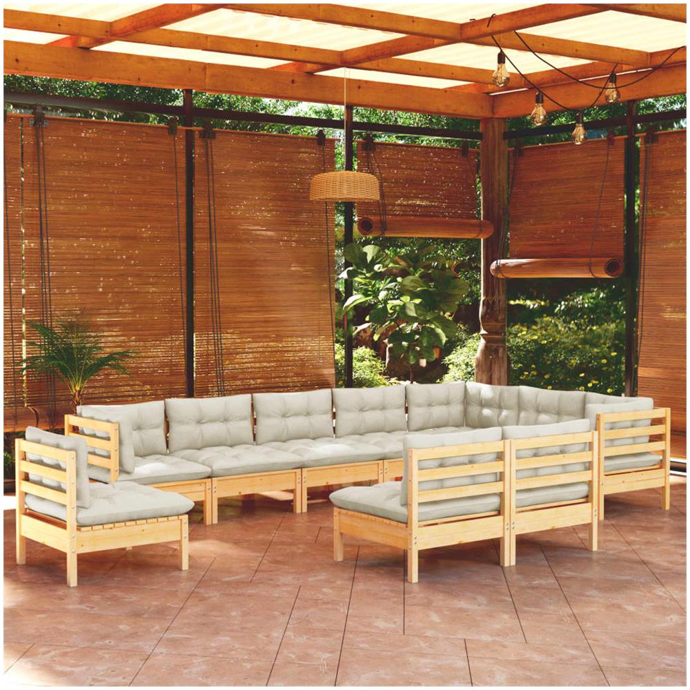 VidaXL Set Salotto Da Giardino 5 Pezzi In Legno Massello Acacia Con Cuscini Grigio/Bianco