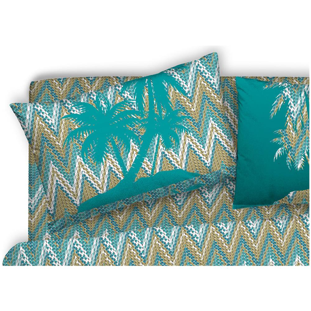 Copripiumino Sacco Piumone Pensieri Delicati 100% Cotone Disegno Palma Matrimoniale Verde - Foto 7