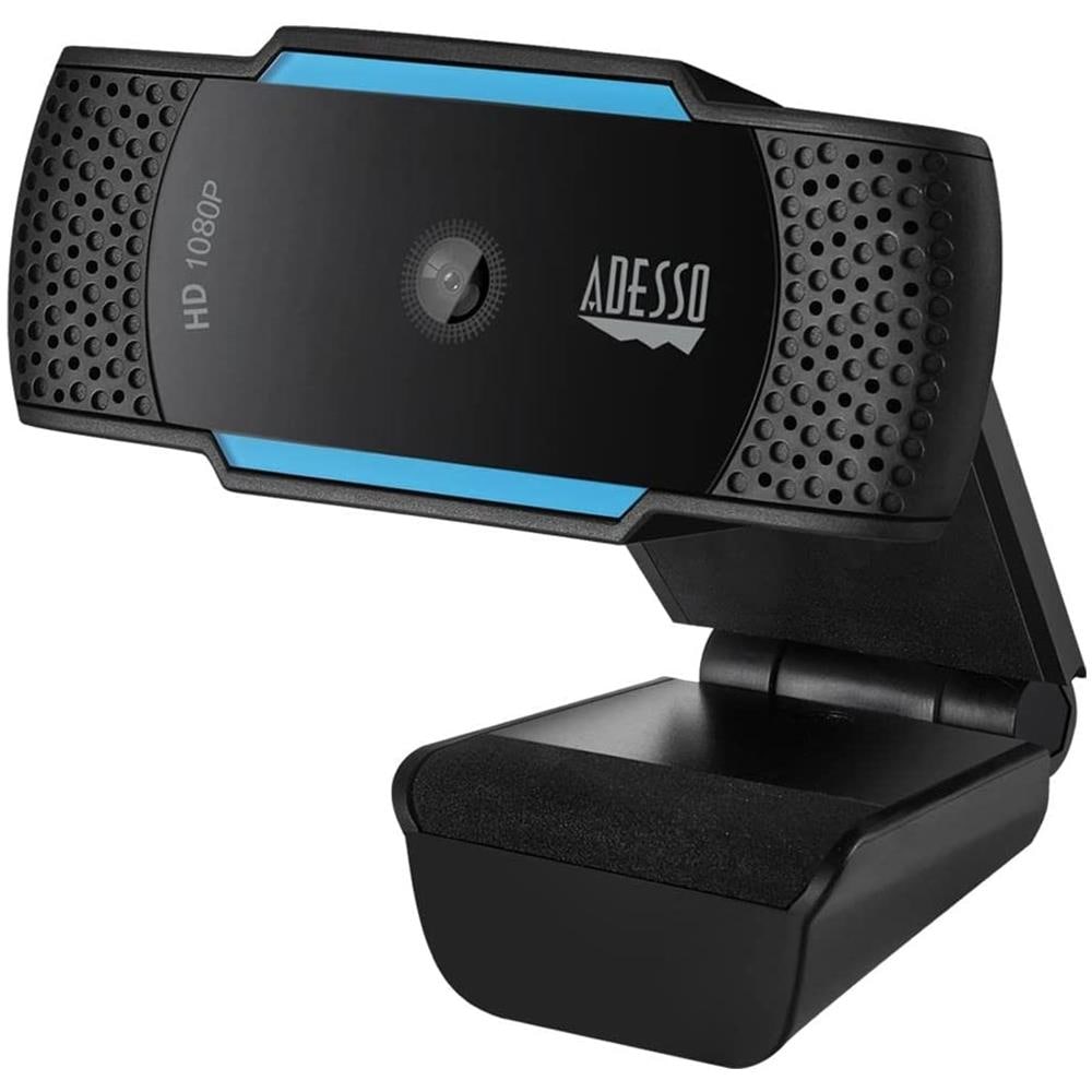 CyberTrack H5 Webcam Full HD con Doppi Microfoni Integrati Otturatore Privacy + Clip per Treppiede USB - Nero / Blu - Foto 2