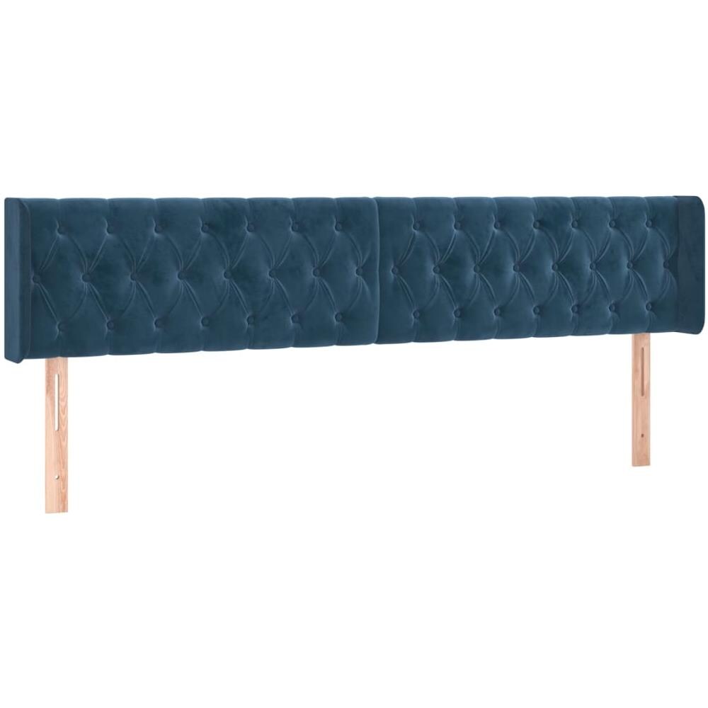 Testiera Ad Orecchio Blu Scuro 203x16x78/88 Cm In Velluto - Foto 2