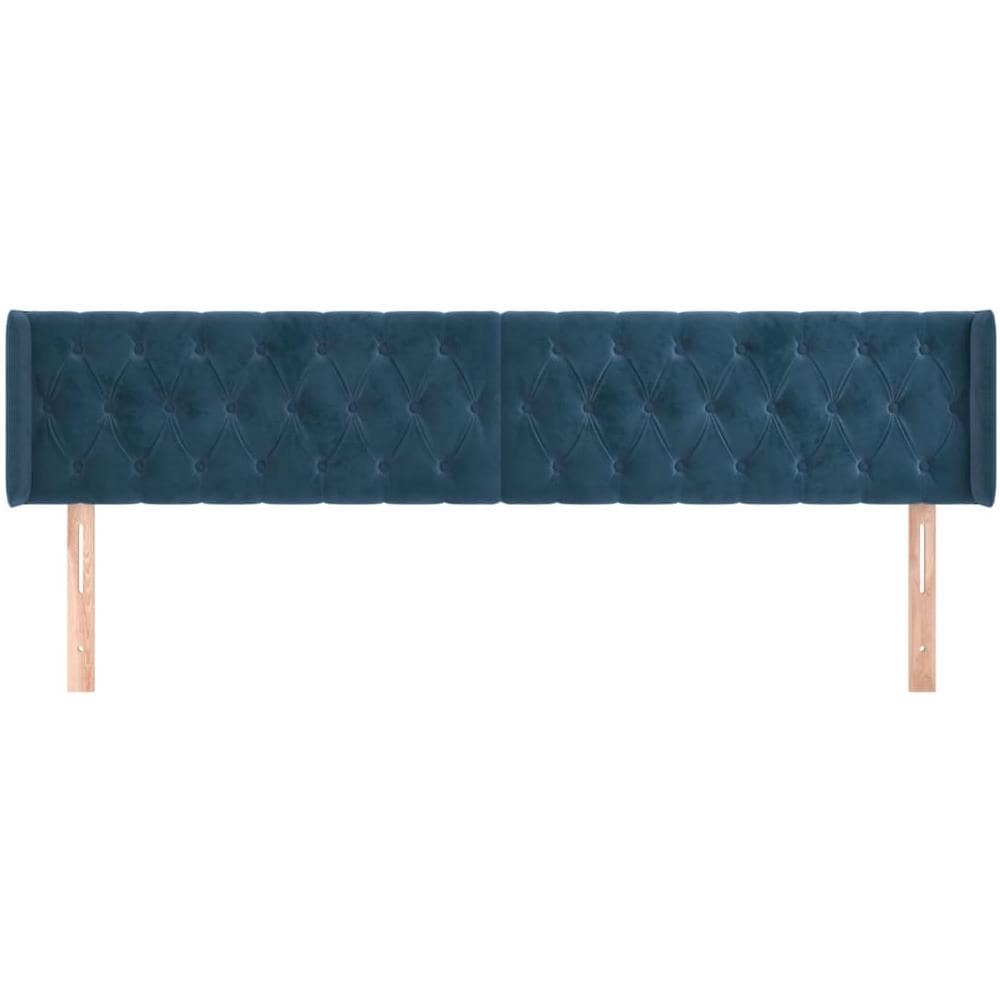 Testiera Ad Orecchio Blu Scuro 203x16x78/88 Cm In Velluto - Foto 3