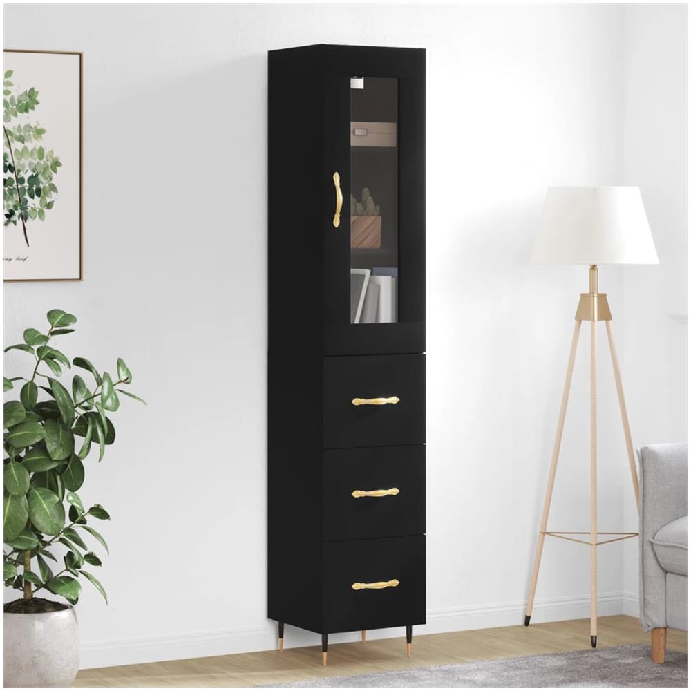 vidaXL Credenza Nera 69x35x80 cm in Legno Multistrato
