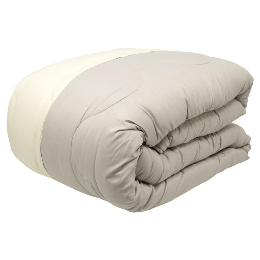 Trapunta Piumone Letto Invernale Imbottita 300gr Microfibra Double Face Bicolor 2 Piazze Tortora-avorio - Foto 2