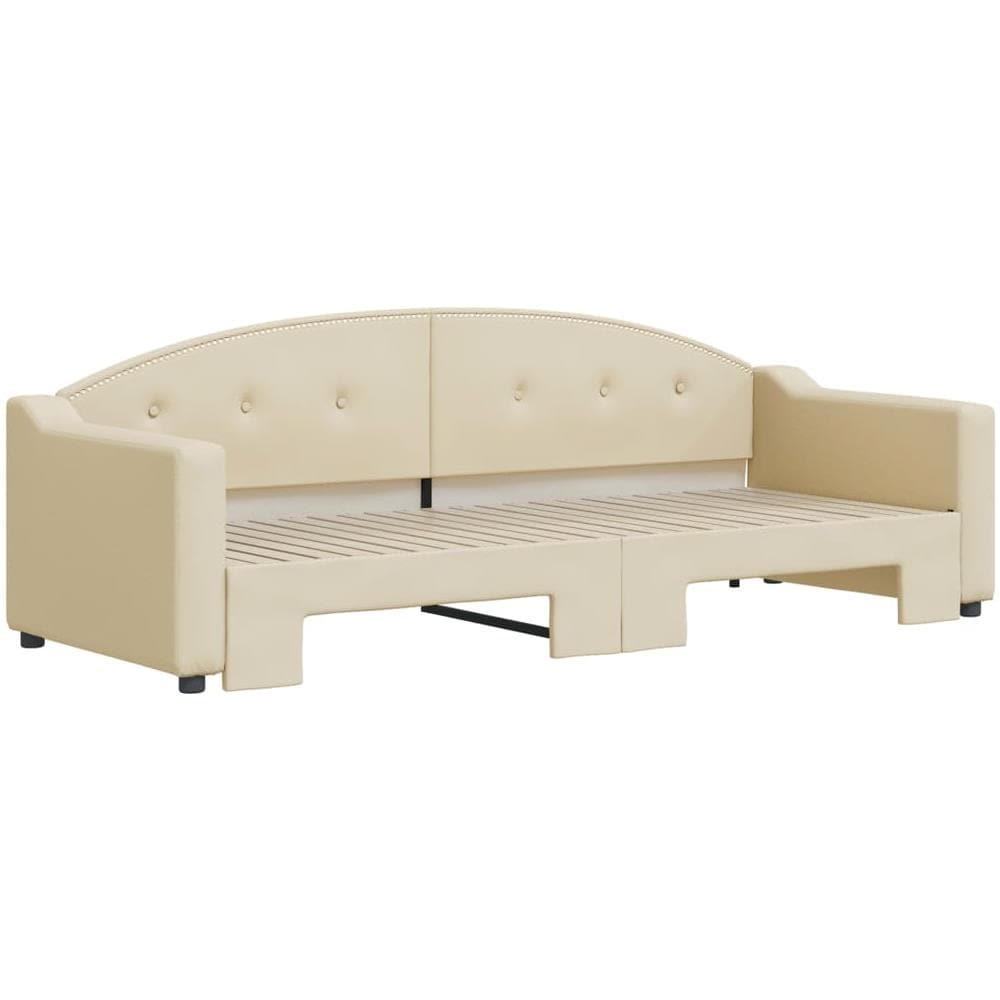 Divano Letto Con Letto Estraibile Crema 80x200 Cm Tessuto - Foto 3