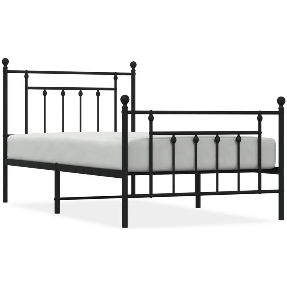 Giroletto Con Testiera E Pediera Metallo Nero 100x190 Cm - Foto 2