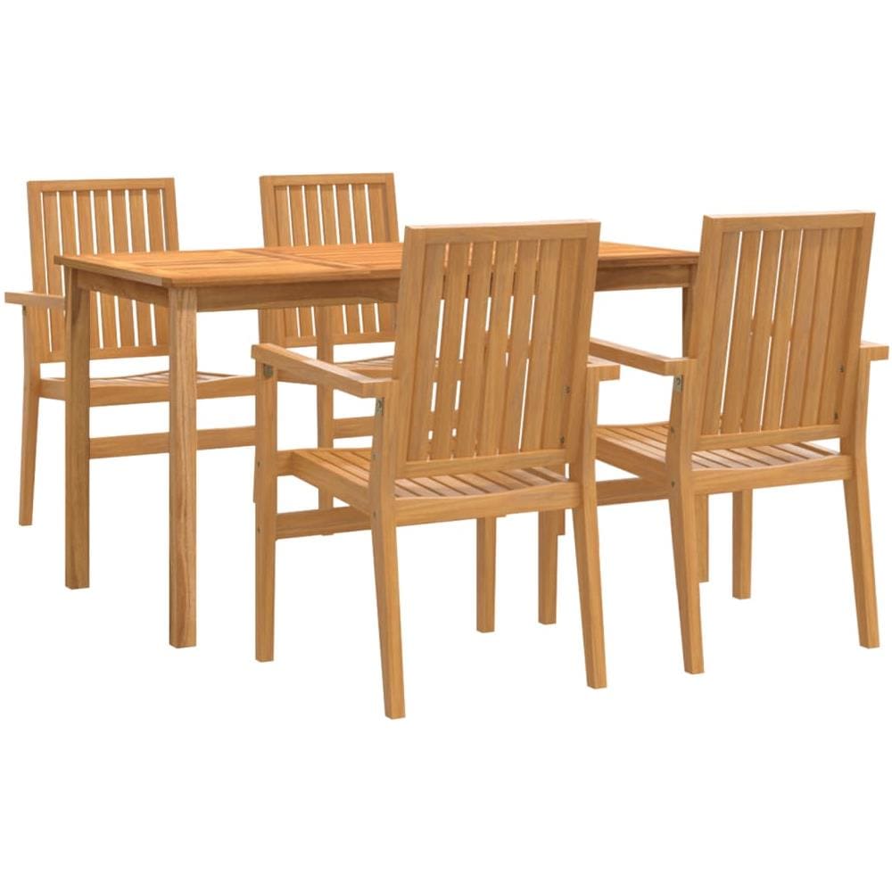 Set Da Pranzo Per Giardino 5 Pz In Legno Massello Di Teak - Foto 1