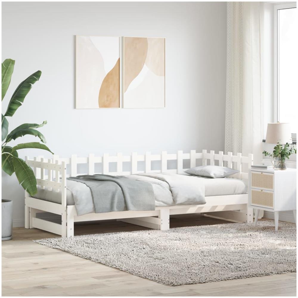 Dormeuse Estraibile Bianca 2x (90x190) Cm Legno Massello Di Pino - Foto 1