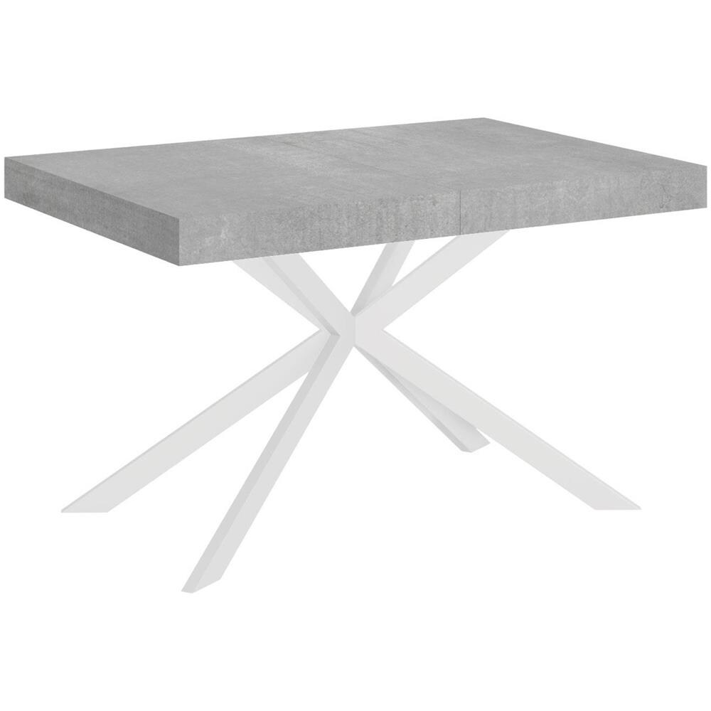 Tavolo allungabile 90x140/400 cm Plaker cemento gambe bianche - Foto 1