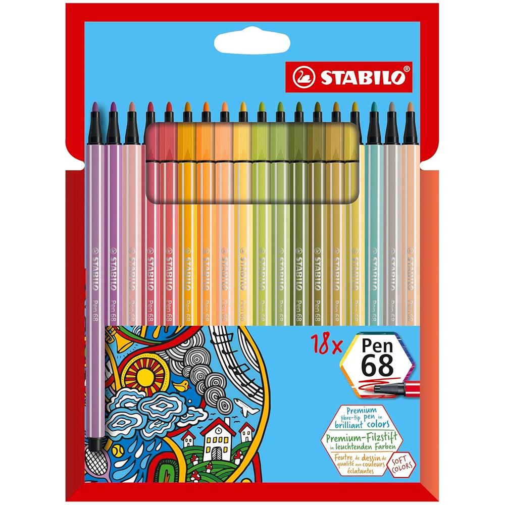 Pen 68 - Pennarello Premium - Astuccio da 18 - Soft Colors - Colori Assortiti - Foto 1