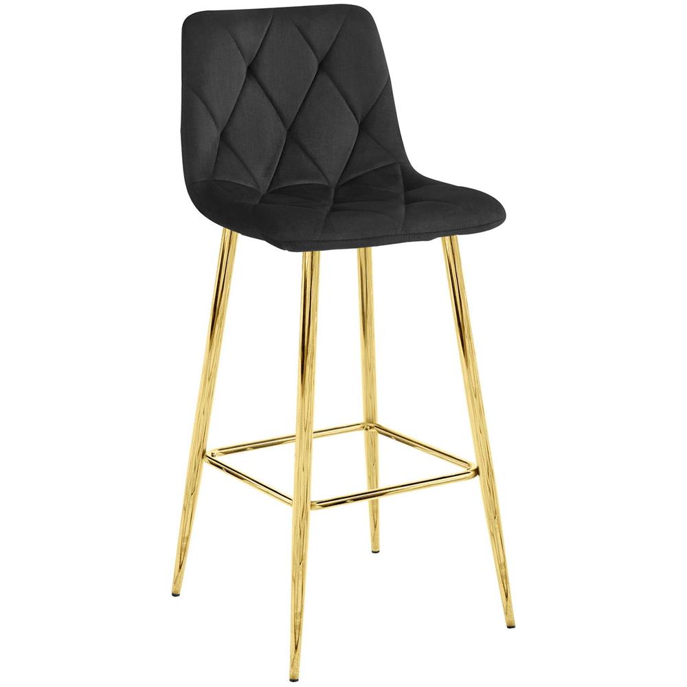 KODA Sgabello Velluto Nero Gambe Dorate Design Moderno x4 - Foto 2