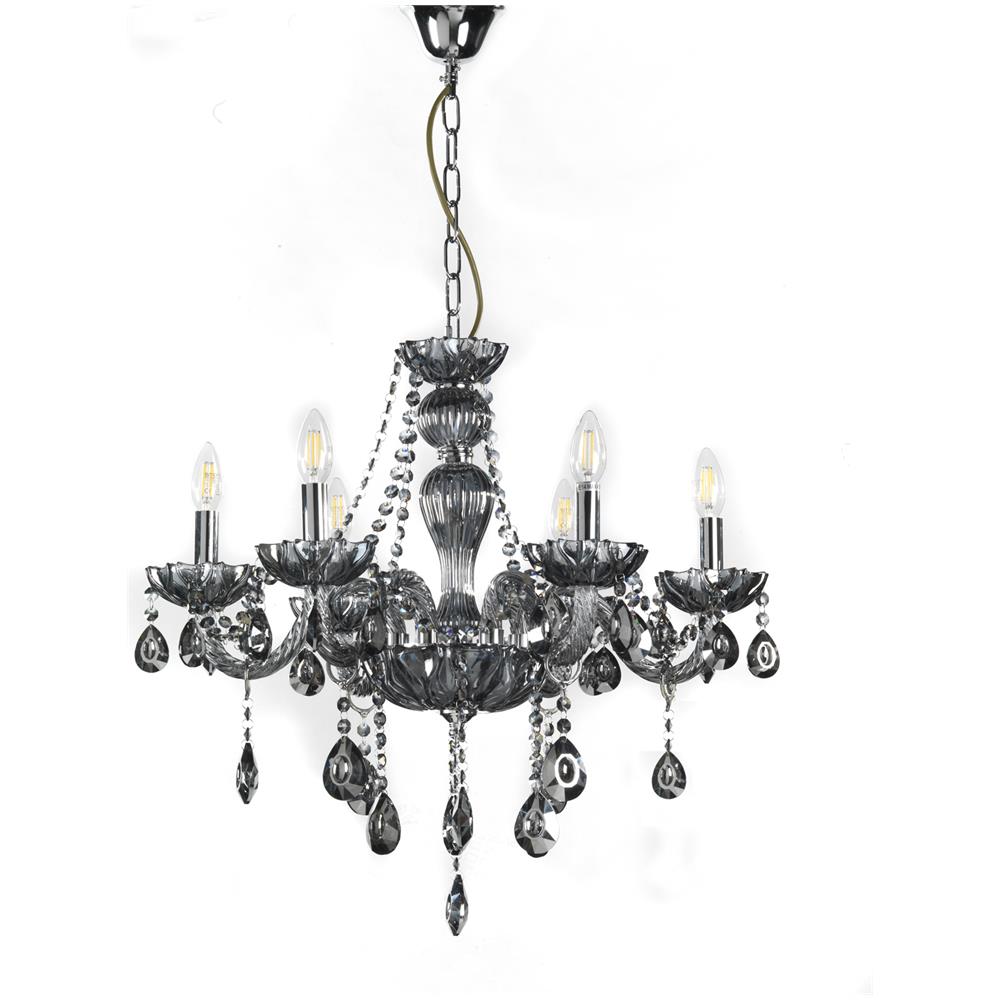 Lampadario In Cristallo 6 Luci Grigio Fumé - Foto 2