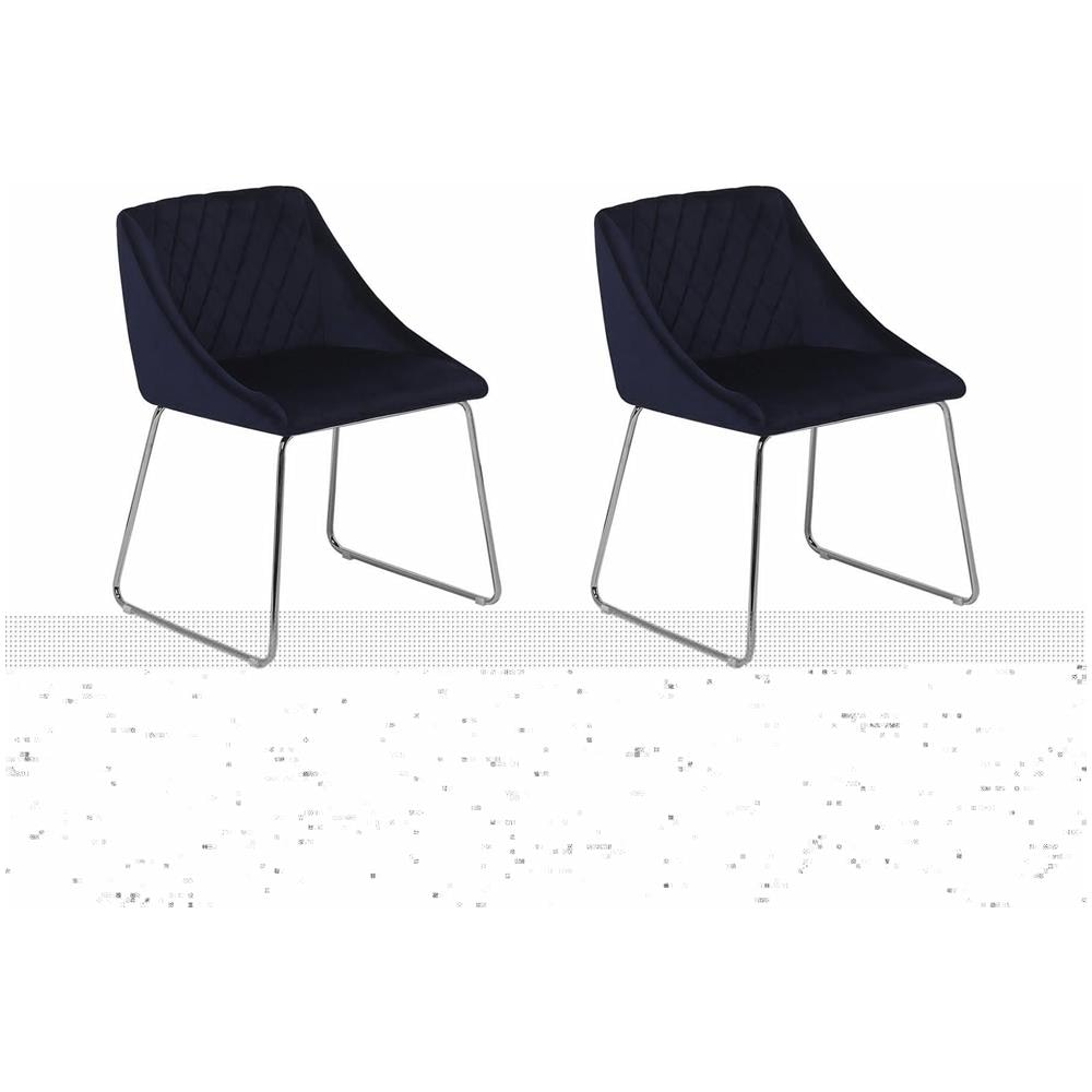 Set Di 2 Sedie Da Pranzo In Velluto Blu Navy Arcata - Foto 1