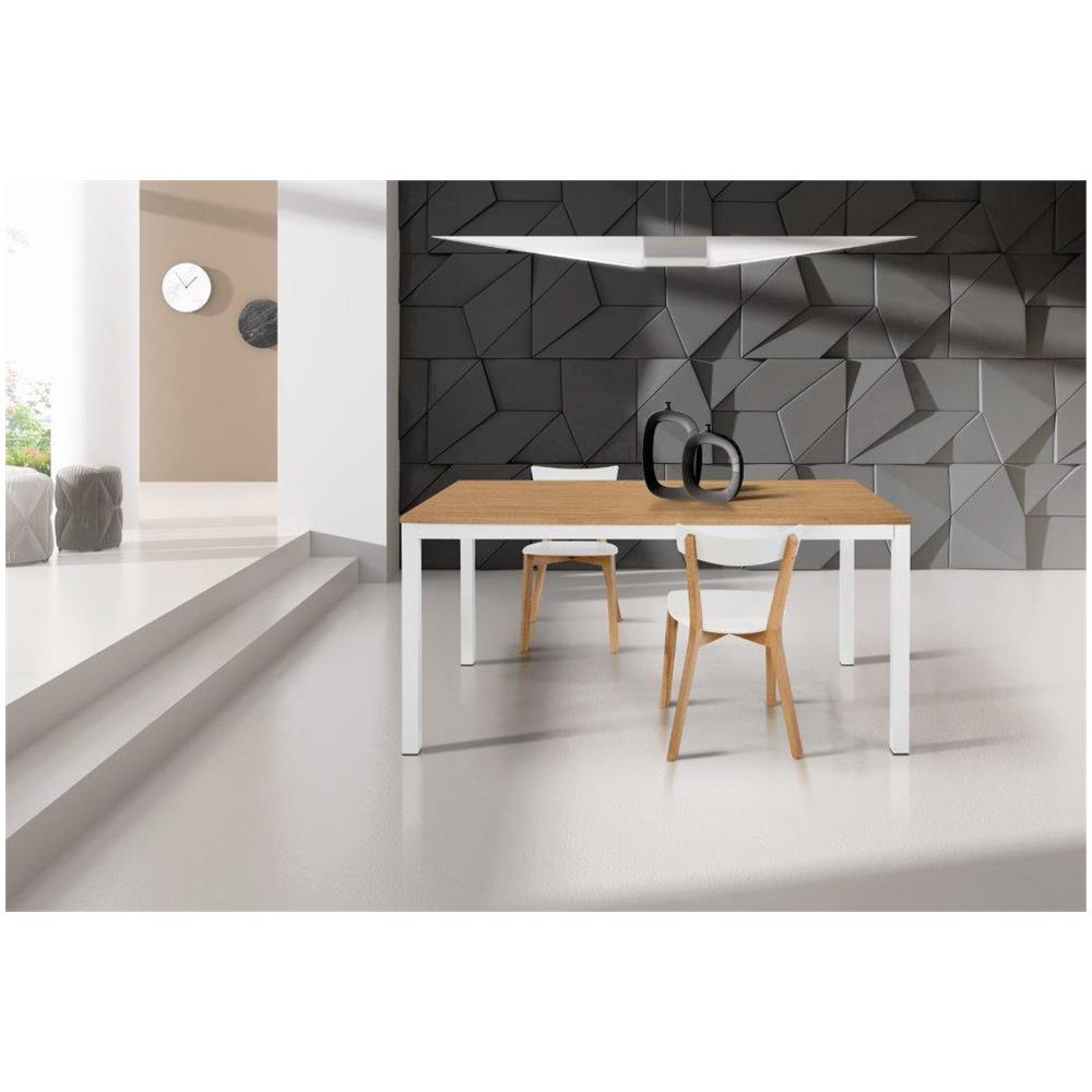 Tavolo Rovere E Metallo Allungabile A Libro 90x90cm - 180x90cm - Foto 1