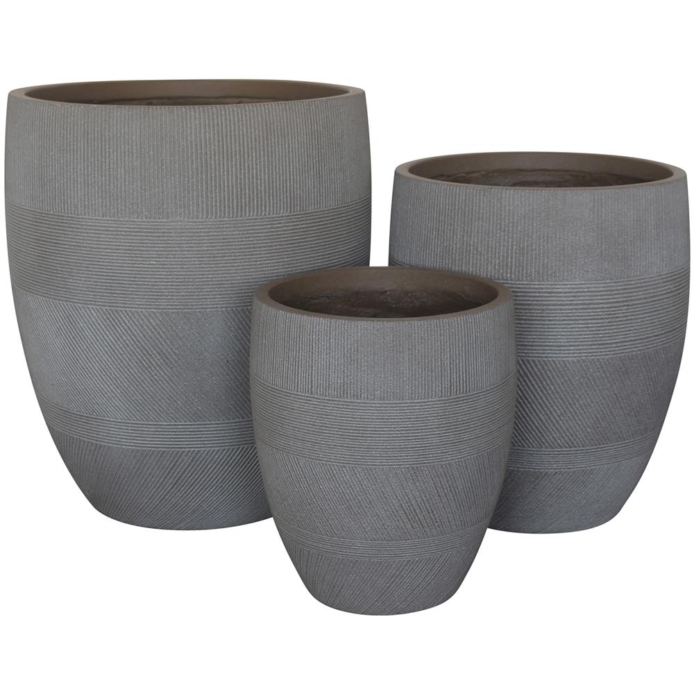 Vasi Per Piante Rotondi Da Interno Ed Esterno Set Da 3 Dimensioni Moderni Vaso Di Design In Resina Colore Taupe, G. 43,5x43,5x50 / m. 35,5x35,5x41 / p. 27x27x32 - Foto 1