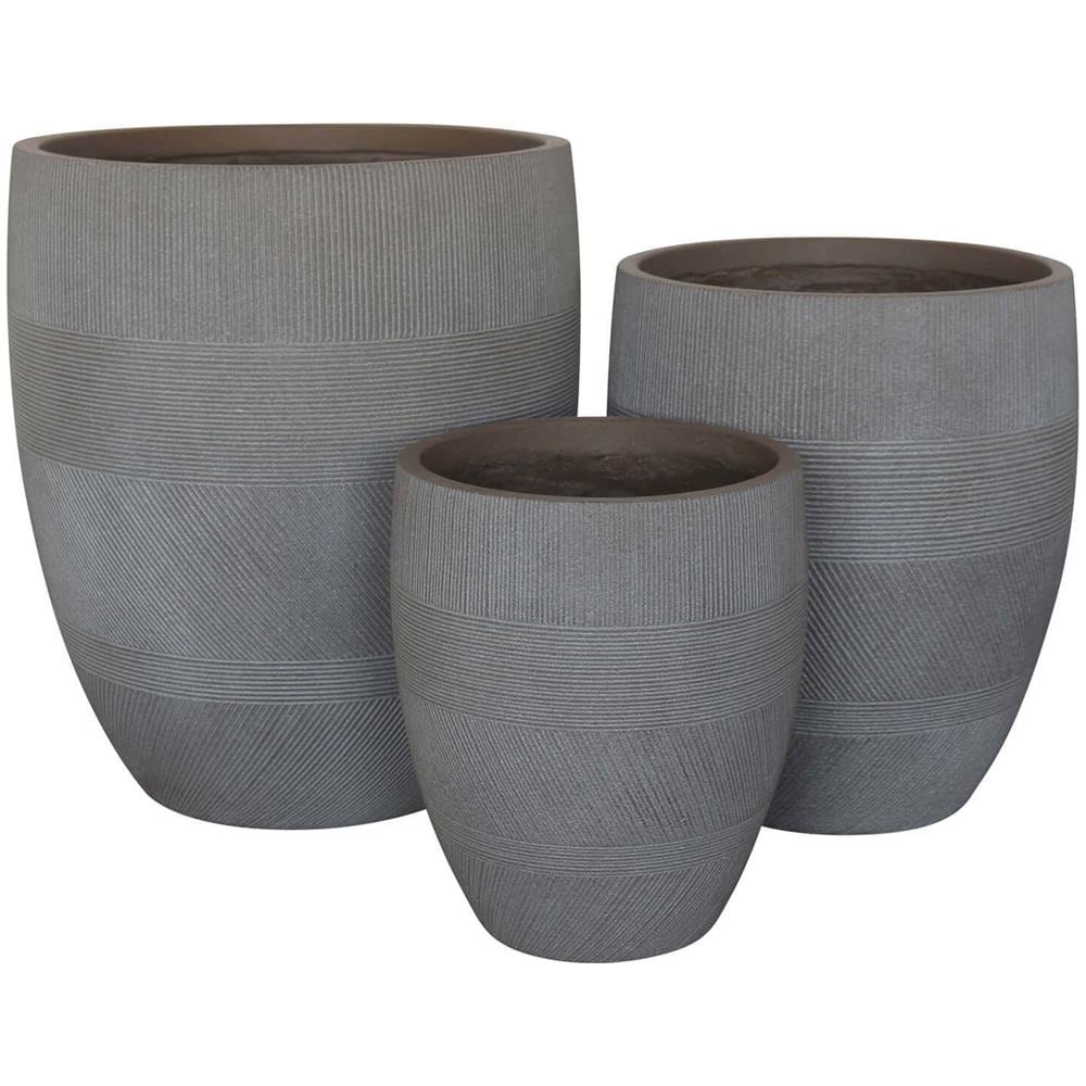 Vasi Per Piante Rotondi Da Interno Ed Esterno Set Da 3 Dimensioni Moderni Vaso Di Design In Resina Colore Taupe, G. 43,5x43,5x50 / m. 35,5x35,5x41 / p. 27x27x32 - Foto 2