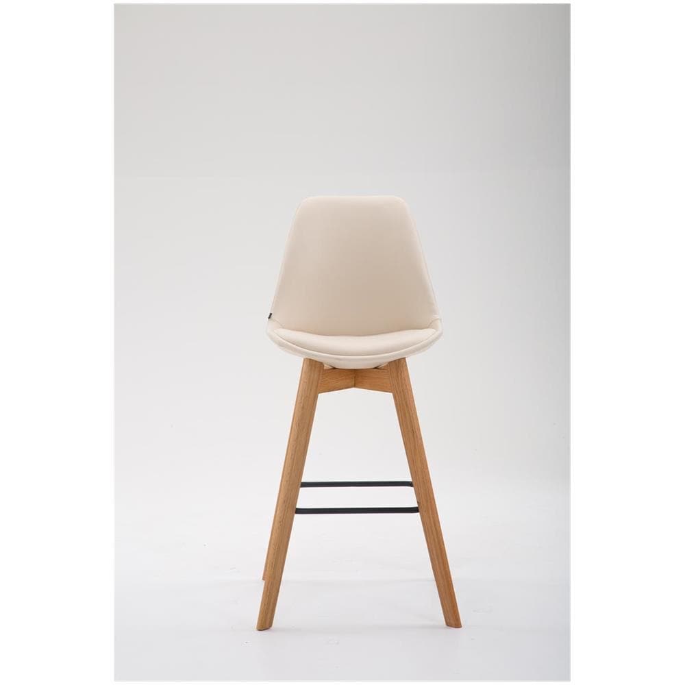 Sgabello Alto Metz in Similpelle I Sgabello Bancone 4 Gambe I Sgabello Cucina con Poggiapiedi Design Tulip I Sedia Scandinava Crema Natura - Foto 2