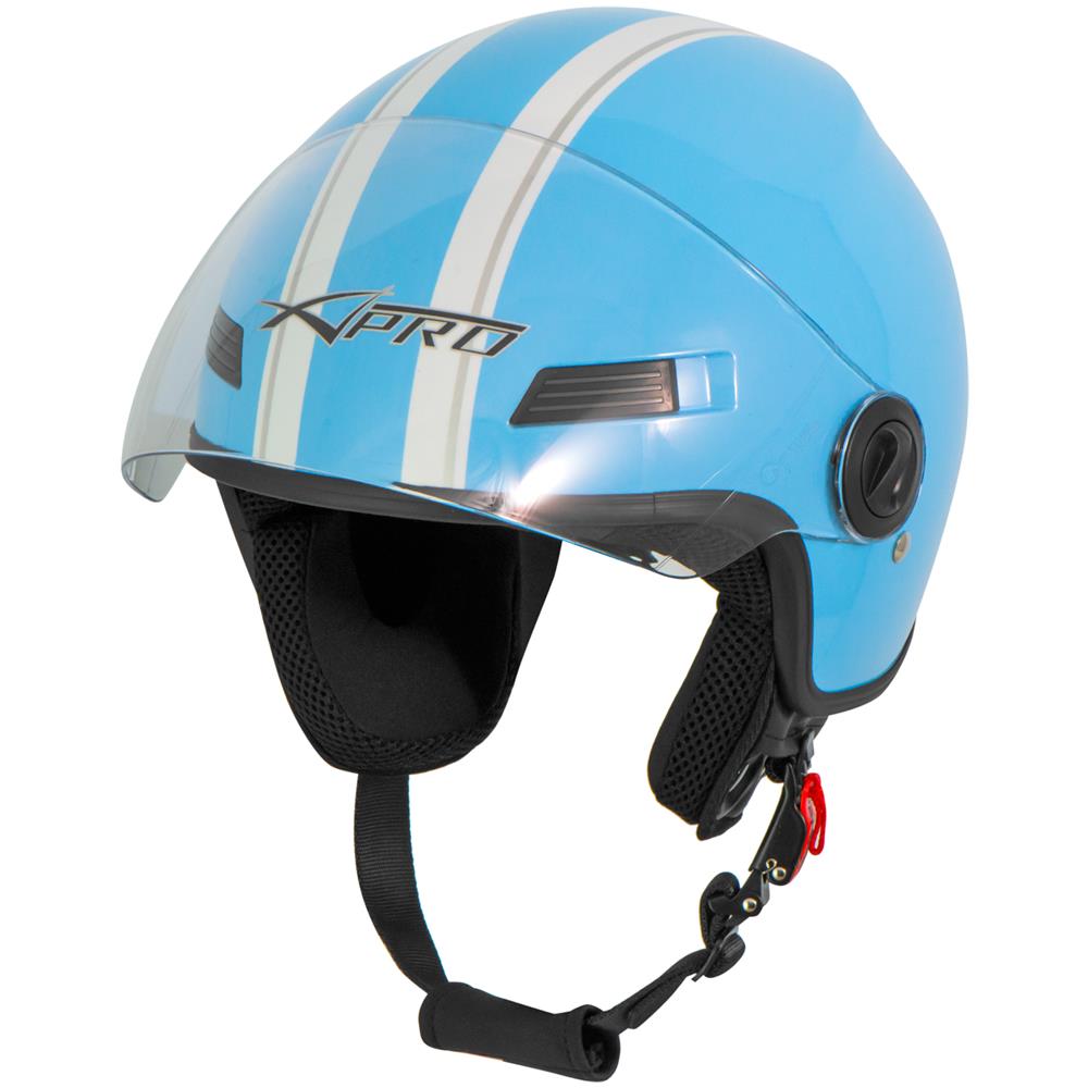 Casco Jet Scooter Moto Quad Omologato Ece 22 05 Visiera Azzurro L - Foto 5