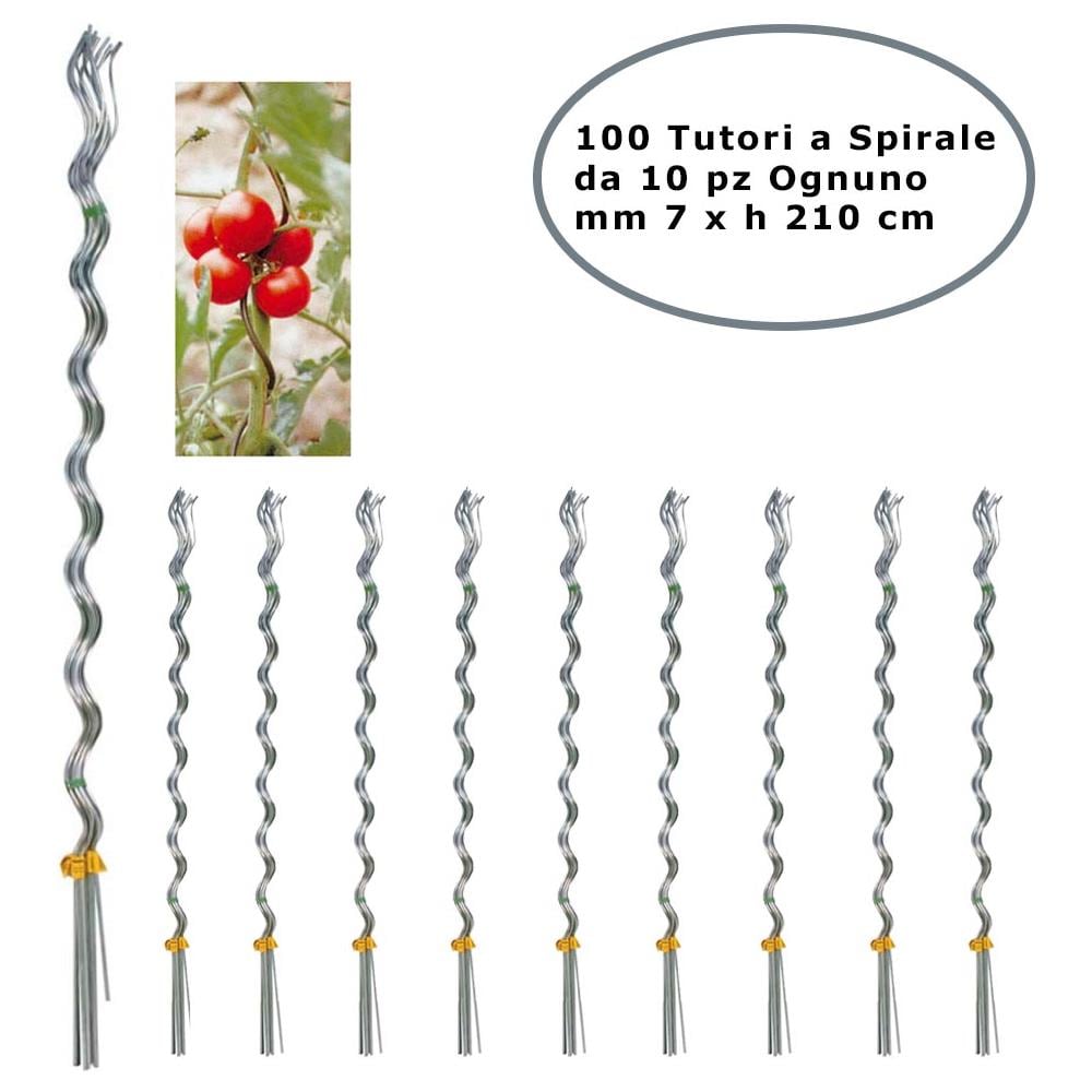Tutori A Spirale Per Pomodori In Acciaio Zincato Confezione Da 100 Pezzi 7 Mm X 210 Cm - Foto 1