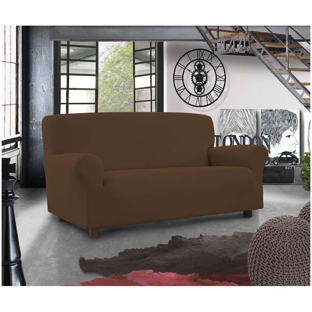 Copridivano Elastico Subito Fatto Made In Italy - 2 Posti Estensibile Da 100 A 150 Cm Marrone - Foto 1