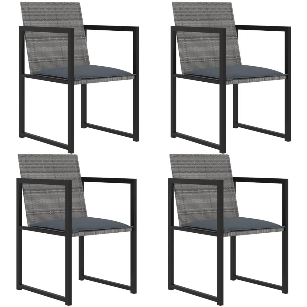 Set da Pranzo da Giardino 5 pz con Cuscini in Polyrattan Grigio - Foto 2