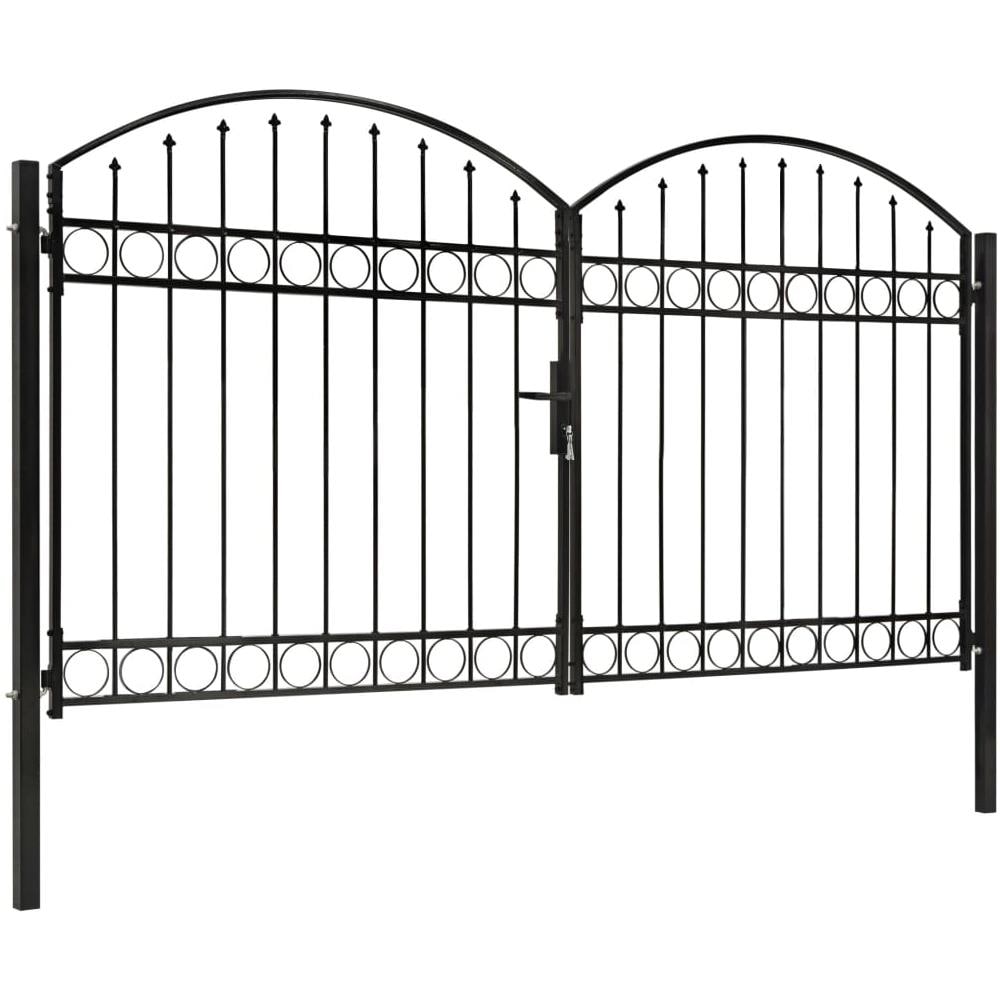 Cancello a Doppia Anta ad Arco in Acciaio 300x175 cm Nero - Foto 3