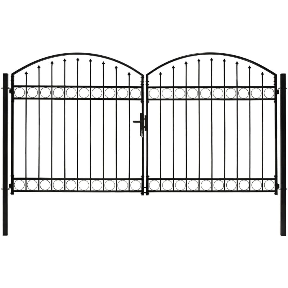 Cancello a Doppia Anta ad Arco in Acciaio 300x175 cm Nero - Foto 1