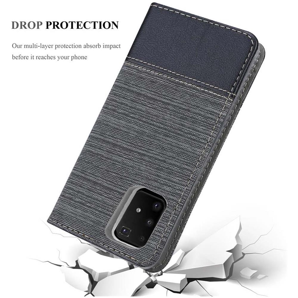 Custodia Compatibile Con Samsung Galaxy A91 In Grigio Nero - Coperchio Protettiva Con Chiusura Magnetica, Funzione Stand E Tasca Per Le Carte - Foto 8